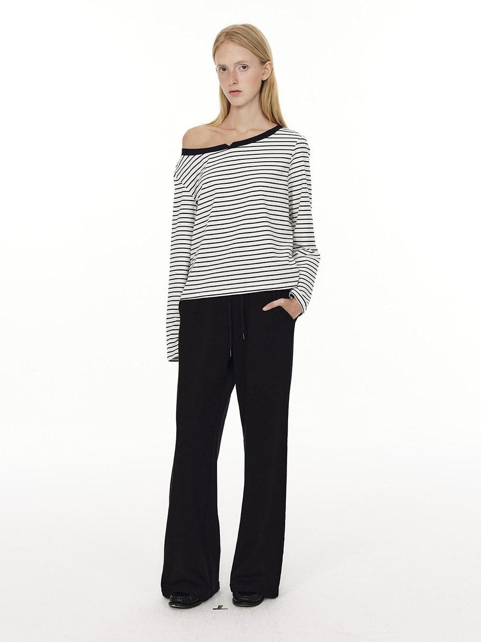 Country Moment High Waist Breathable Cotton Loose Straight Leg Casual Black Grey Straight Pants