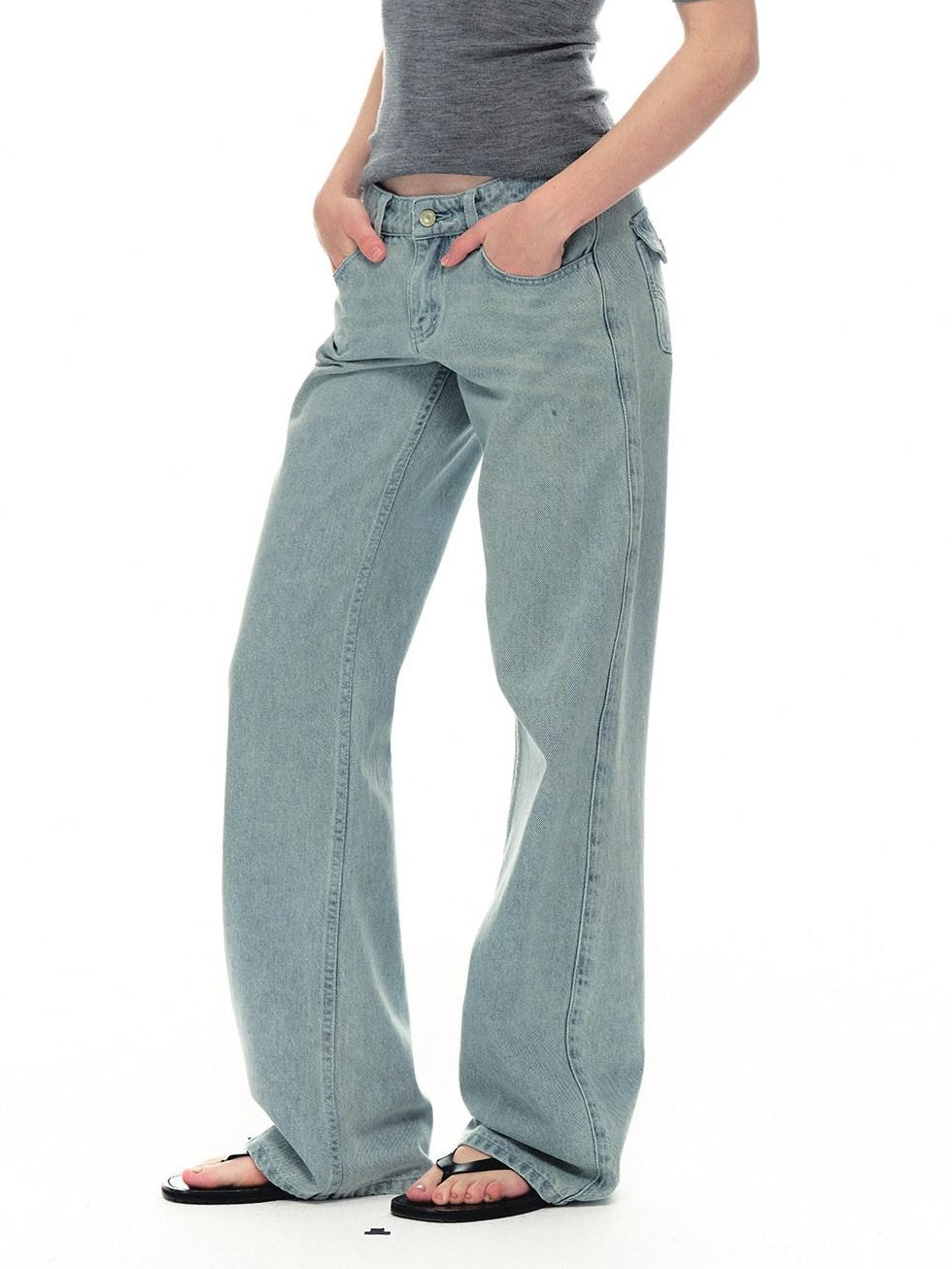 Country Moment Breathable Midrise Waterwash Loose Unisex Casual Cotton Wide Leg Jeans