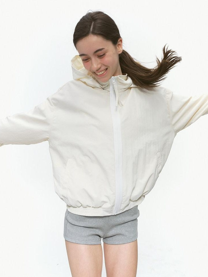 Country Moment High Upf100 Sun Protection Coated Nylon Loose Fit Hooded Zip Cropped Jackets