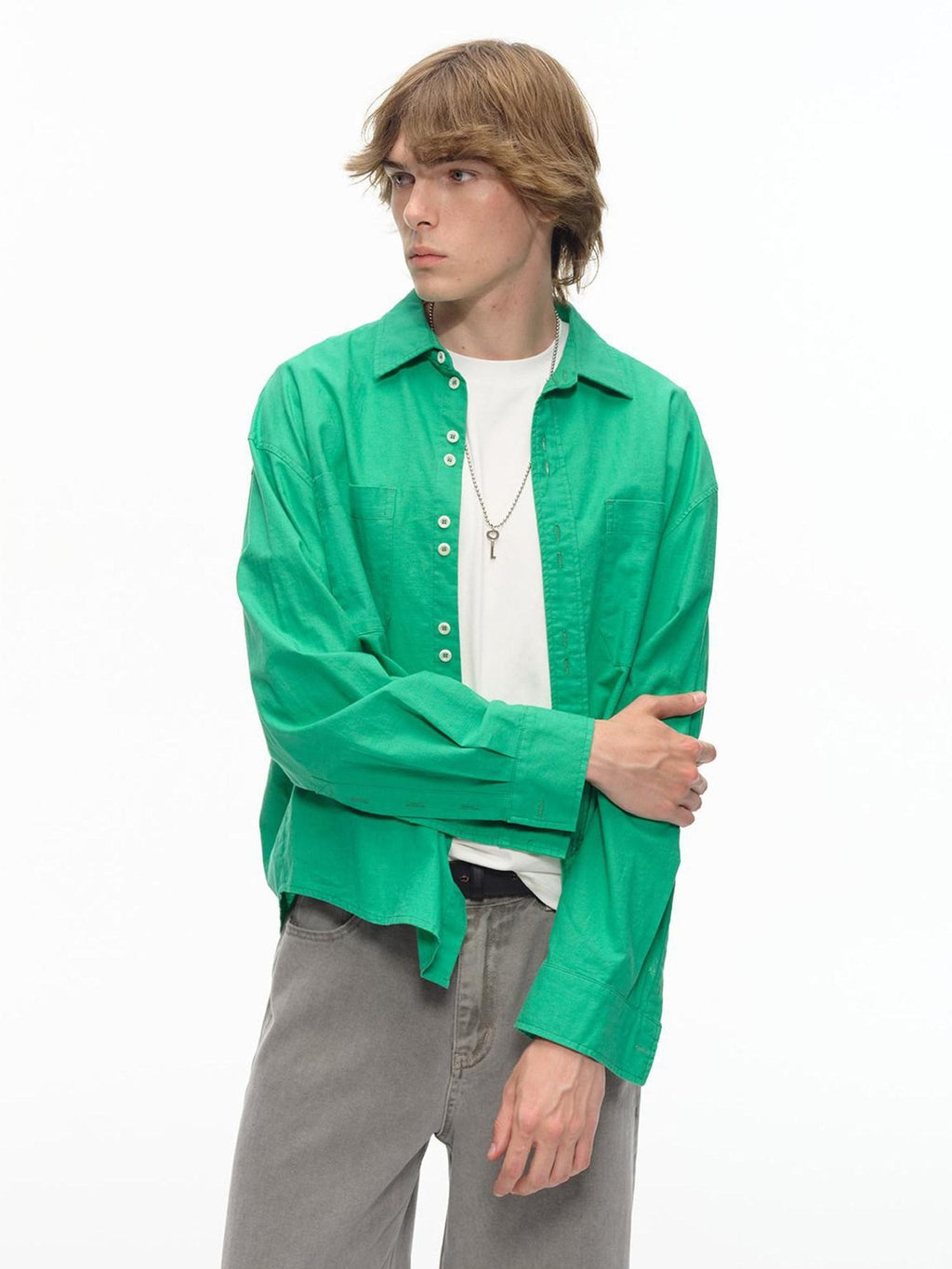 Country Moment Breathable Cotton Linen Loose Fit Button Collared Unisex Long Sleeve Shirts