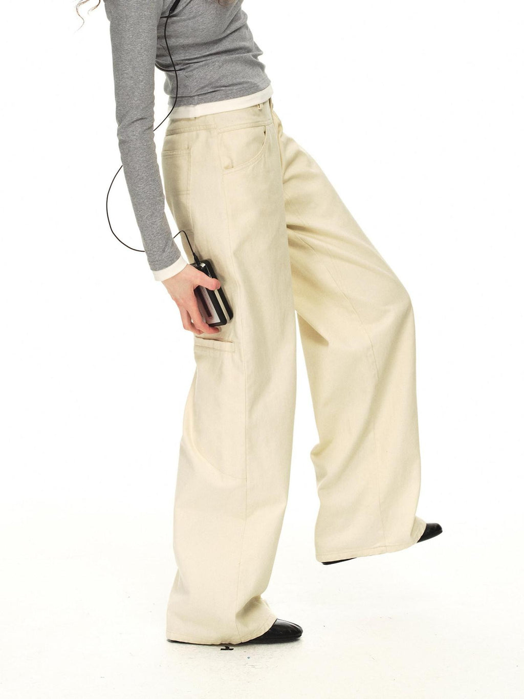Country Moment Mid Rise Cotton Relaxed Patchwork Button Beige Stretch Straight Leg Jeans