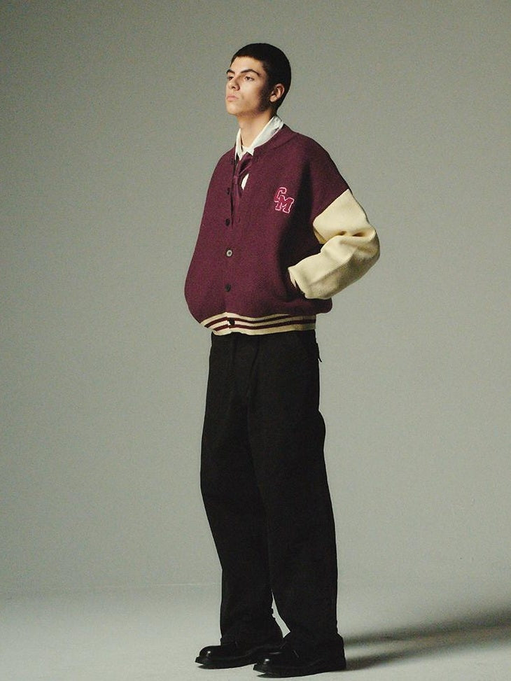 Country Moment No Itch Youth Loose Fit Unisex Casual Burgundy Baseball Collar Bomber Jackets