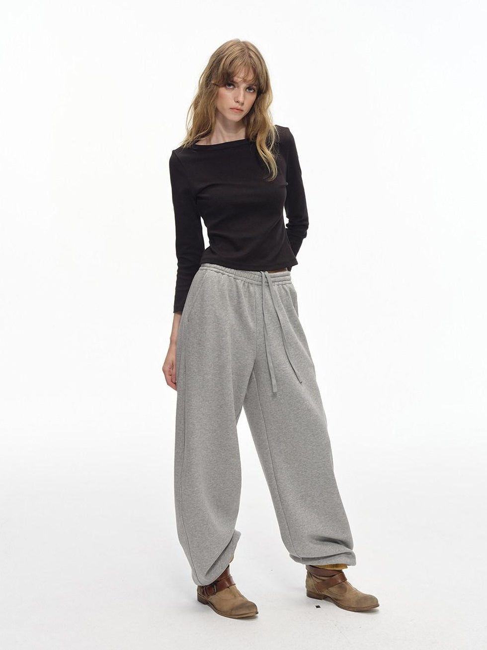 Country Moment Thermal Relaxed Straight Leg Midrise Elastic Waist Heather Grey Youth Sweatpants