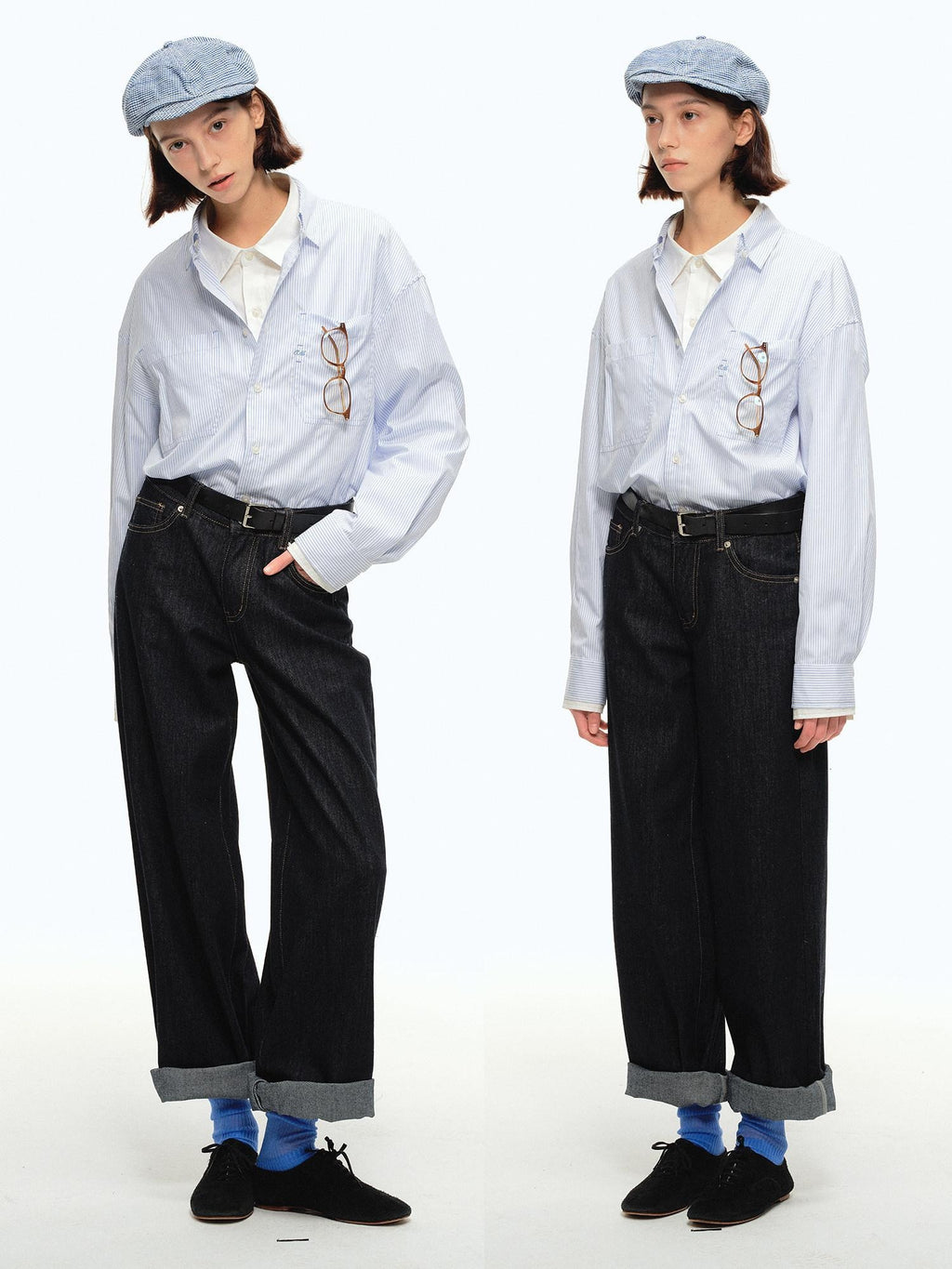 Country Moment Shape Retaining Mid Rise Loose Straight Teen Black Cotton Wide Leg Jeans