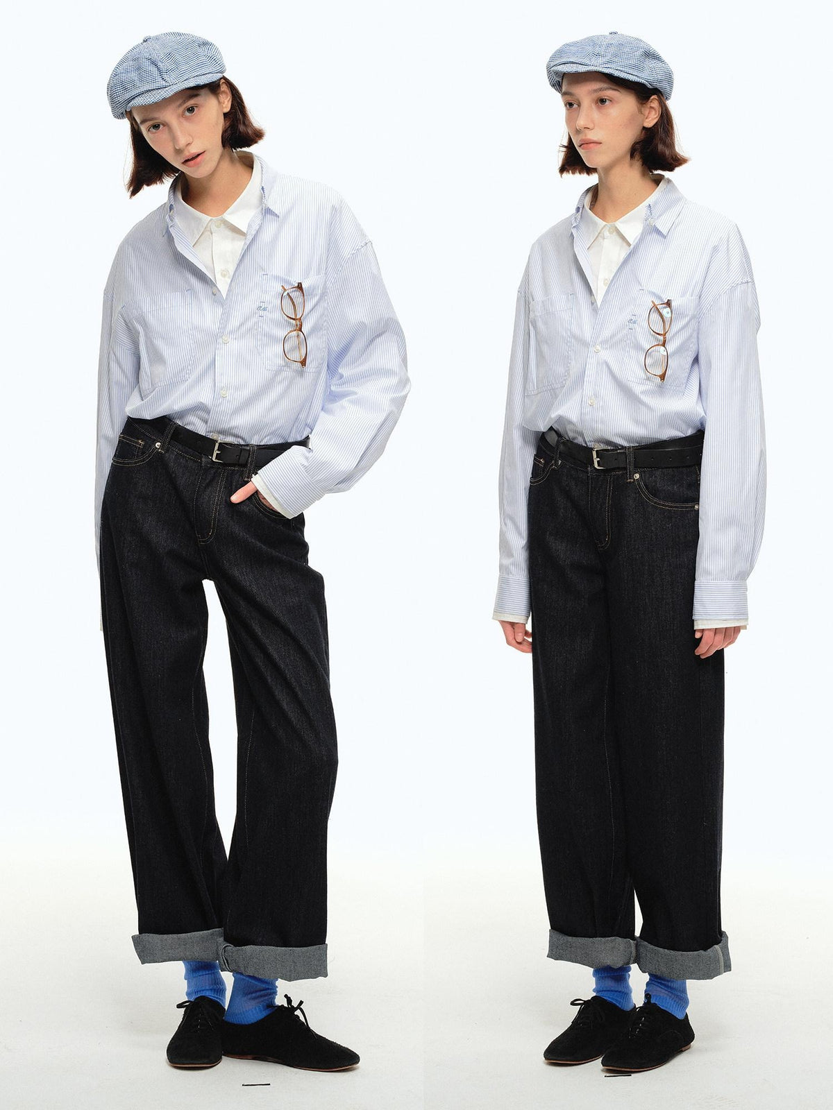 Country Moment Shape Retaining Mid Rise Loose Straight Teen Black Cotton Wide Leg Jeans