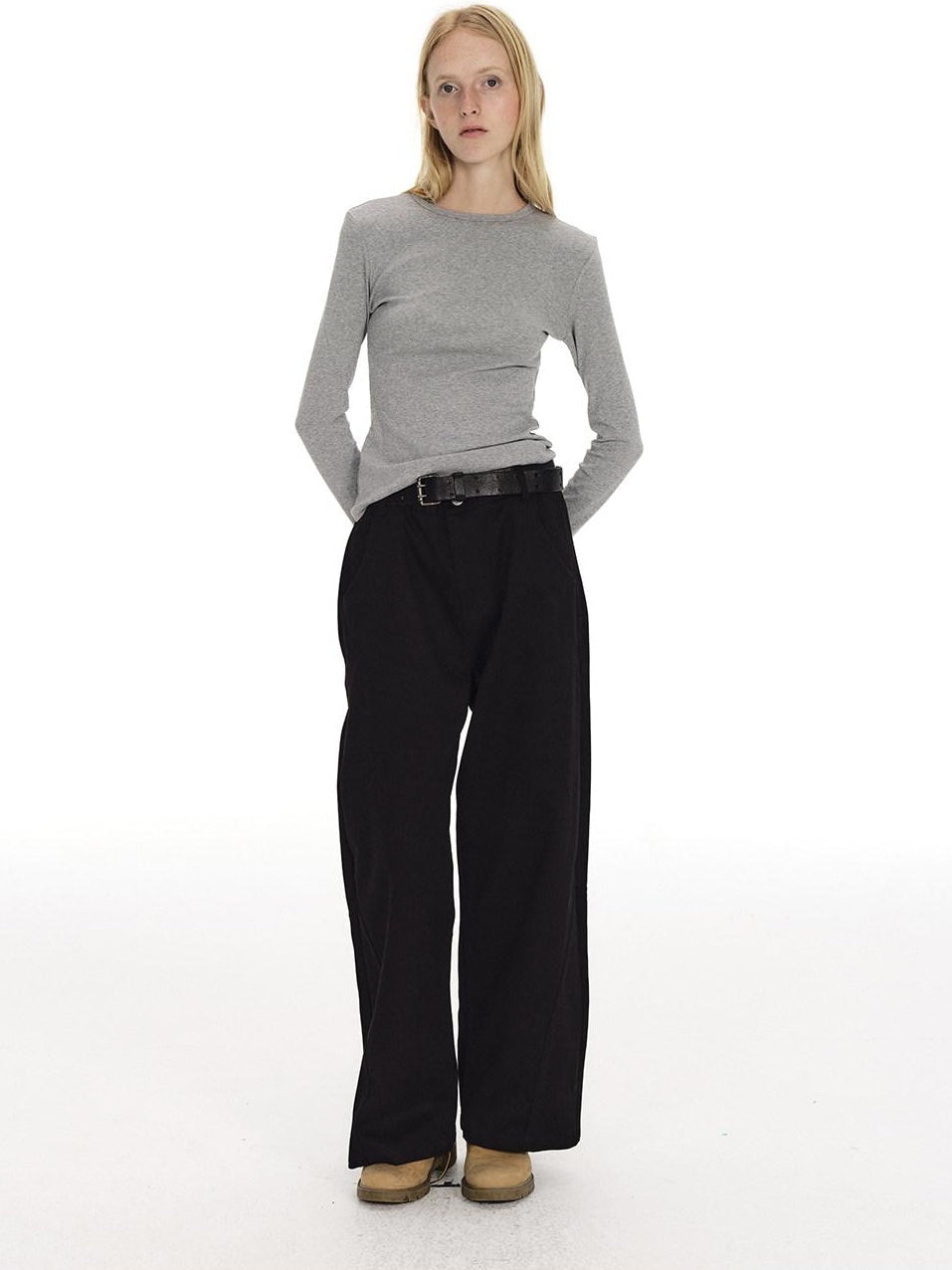 Country Moment 100 Percent Cotton Relaxed Wide Leg Casual Unisex Khaki Black Cargo Pants