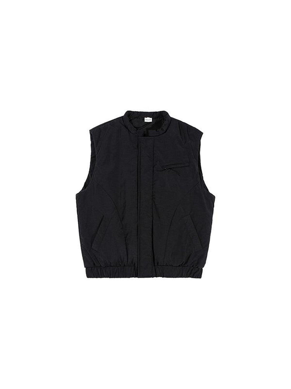 Country Moment Light Nylon Stand Collar Zipper Youthful American Casual Teen Black Vests