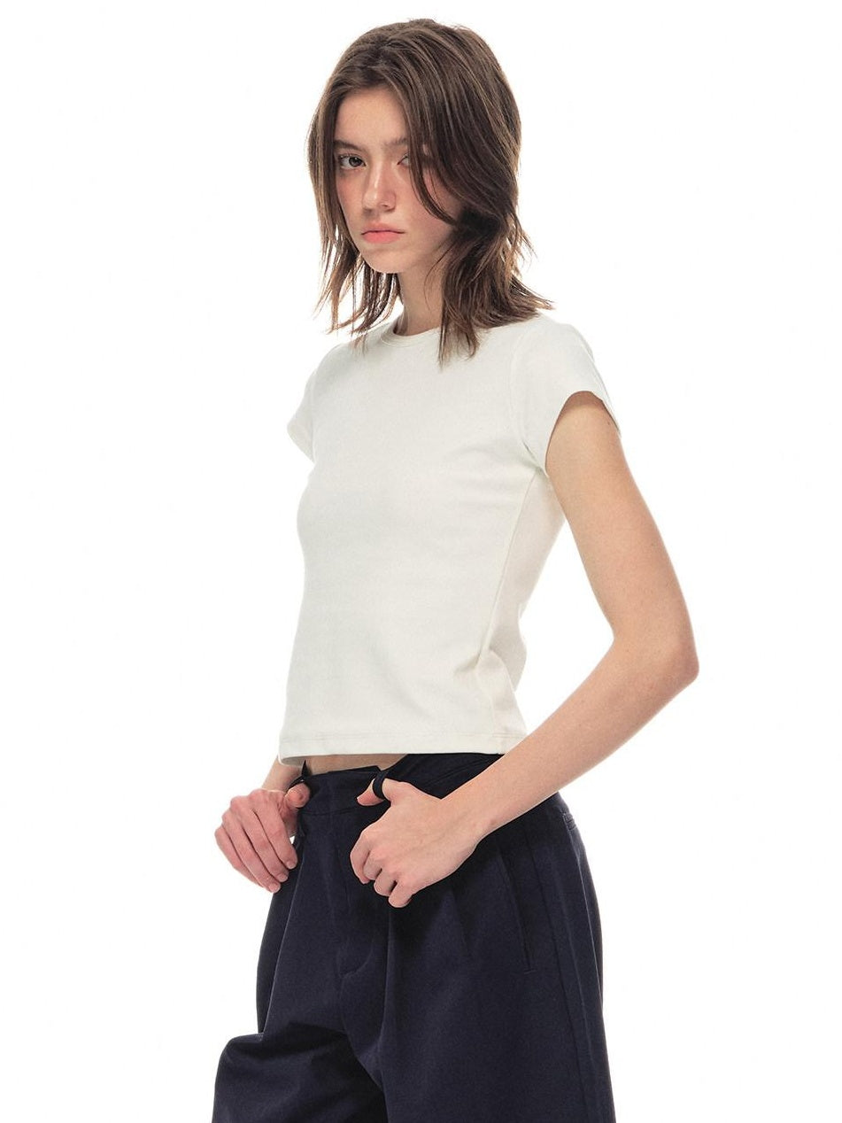 Country Moment Cooling Breathable Cotton Slim Fit Round Neck Short Sleeve Women Basic Crop Tops