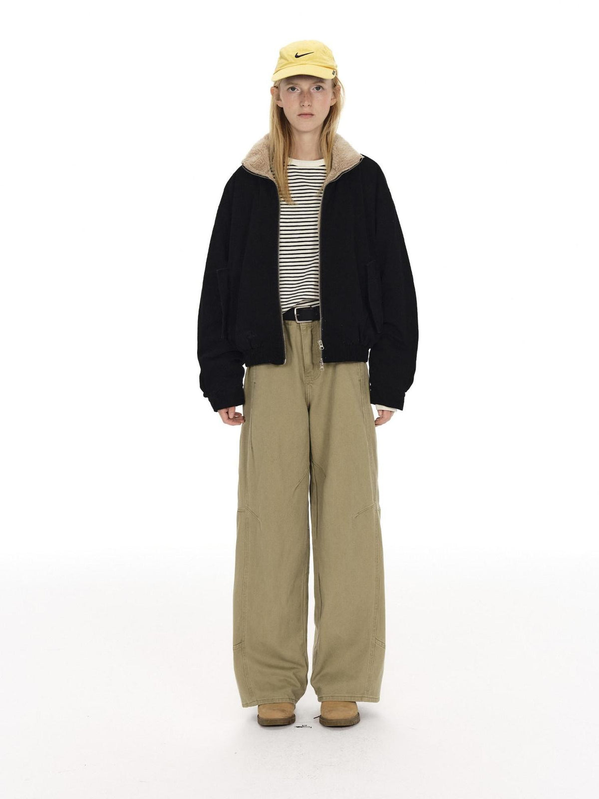 Country Moment Comfortable Cotton Mid Rise Straight Leg Unisex Casual Khaki White Cargo Pants