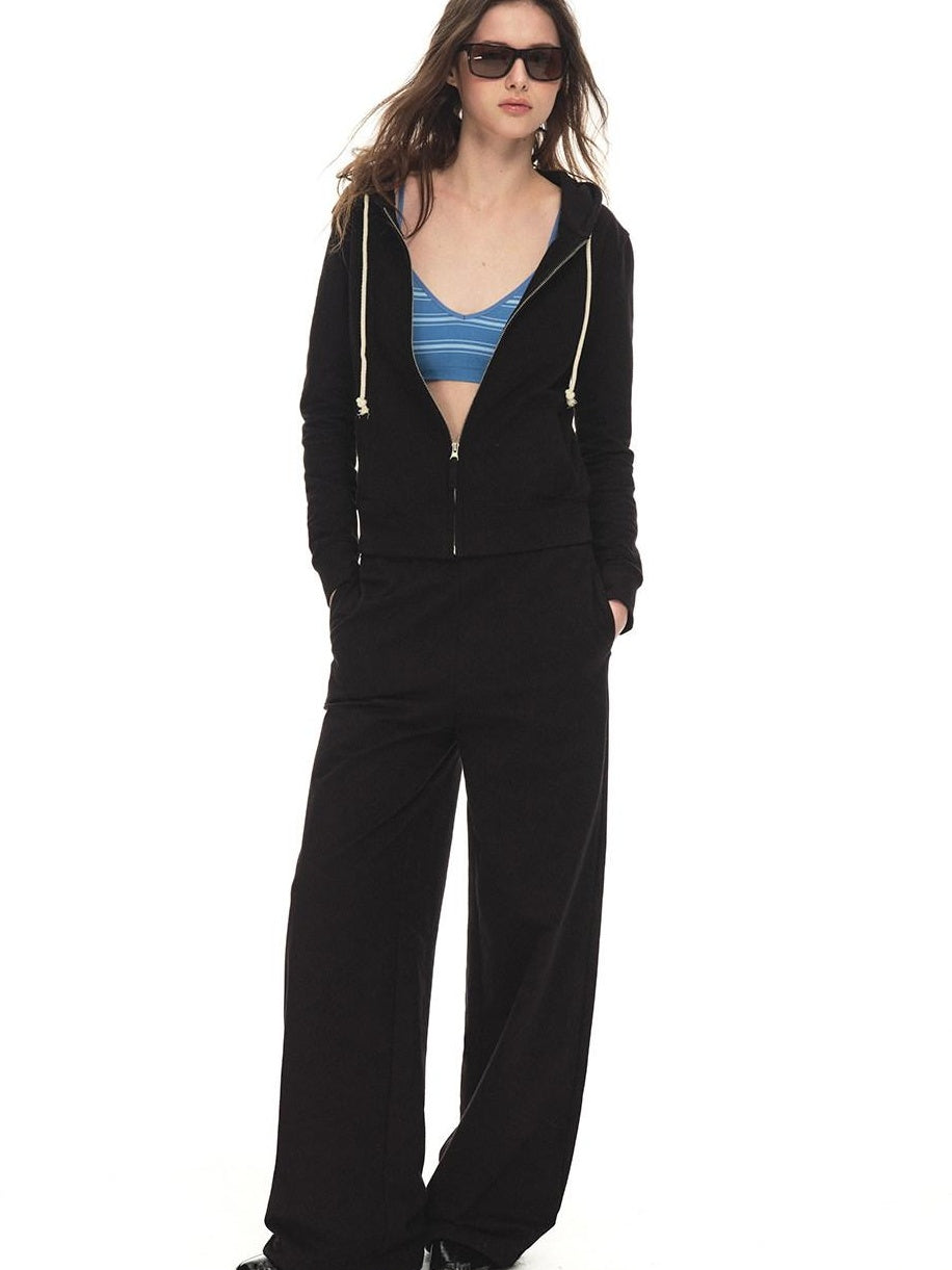 Country Moment Pure Cotton Slim Fit Cropped Zip Up Hooded Casual Youth Student Women Hoodie