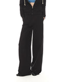 100% Cotton Durable Loose Mid Rise Drawstring Black Straight Leg Sweatpants