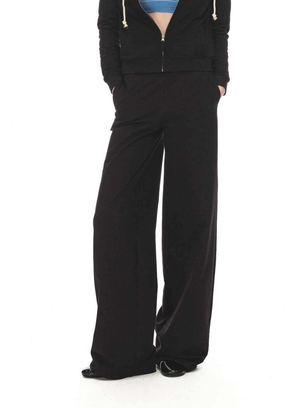 Country Moment 100% Cotton Durable Loose Mid Rise Drawstring Black Straight Leg Sweatpants