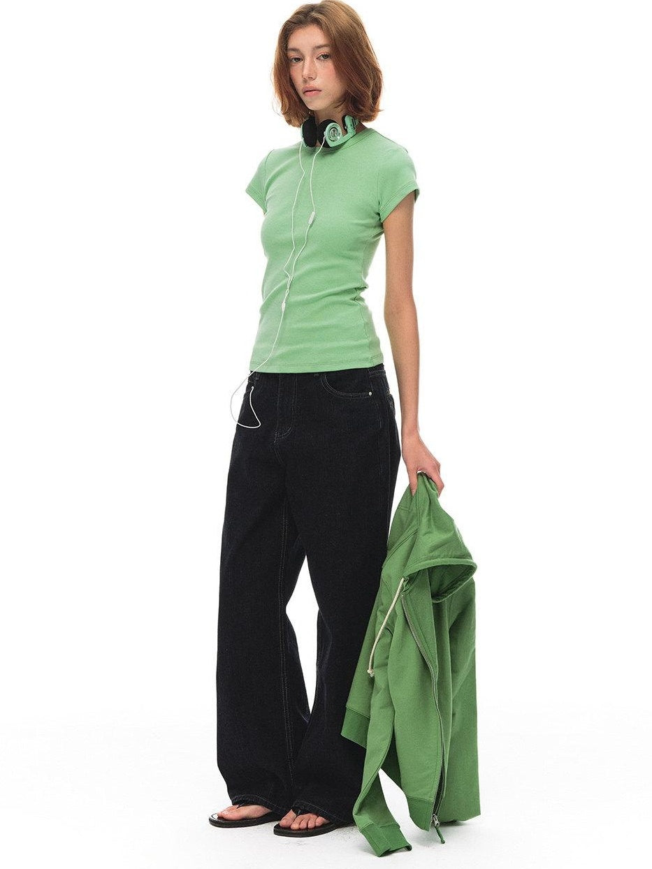 Country Moment Cooling Breathable Cotton Slim Crew Neck American Women Short Sleeve T-Shirts
