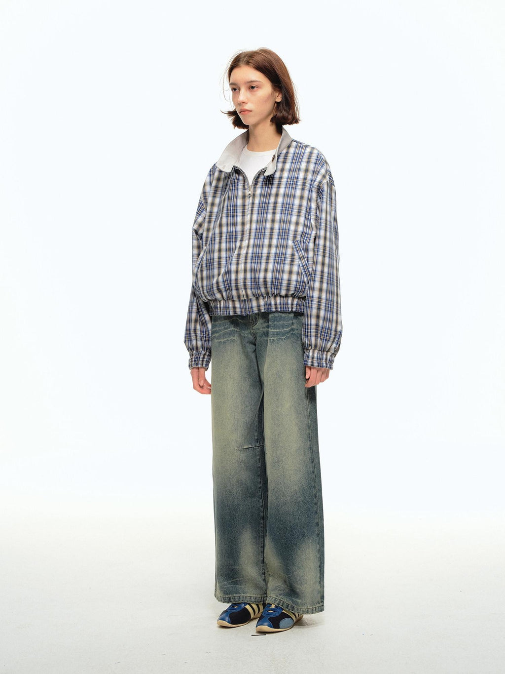 Country Moment Durable Pure Cotton Mid Rise Relaxed Wide Light Wash Casual Straight Leg Jeans