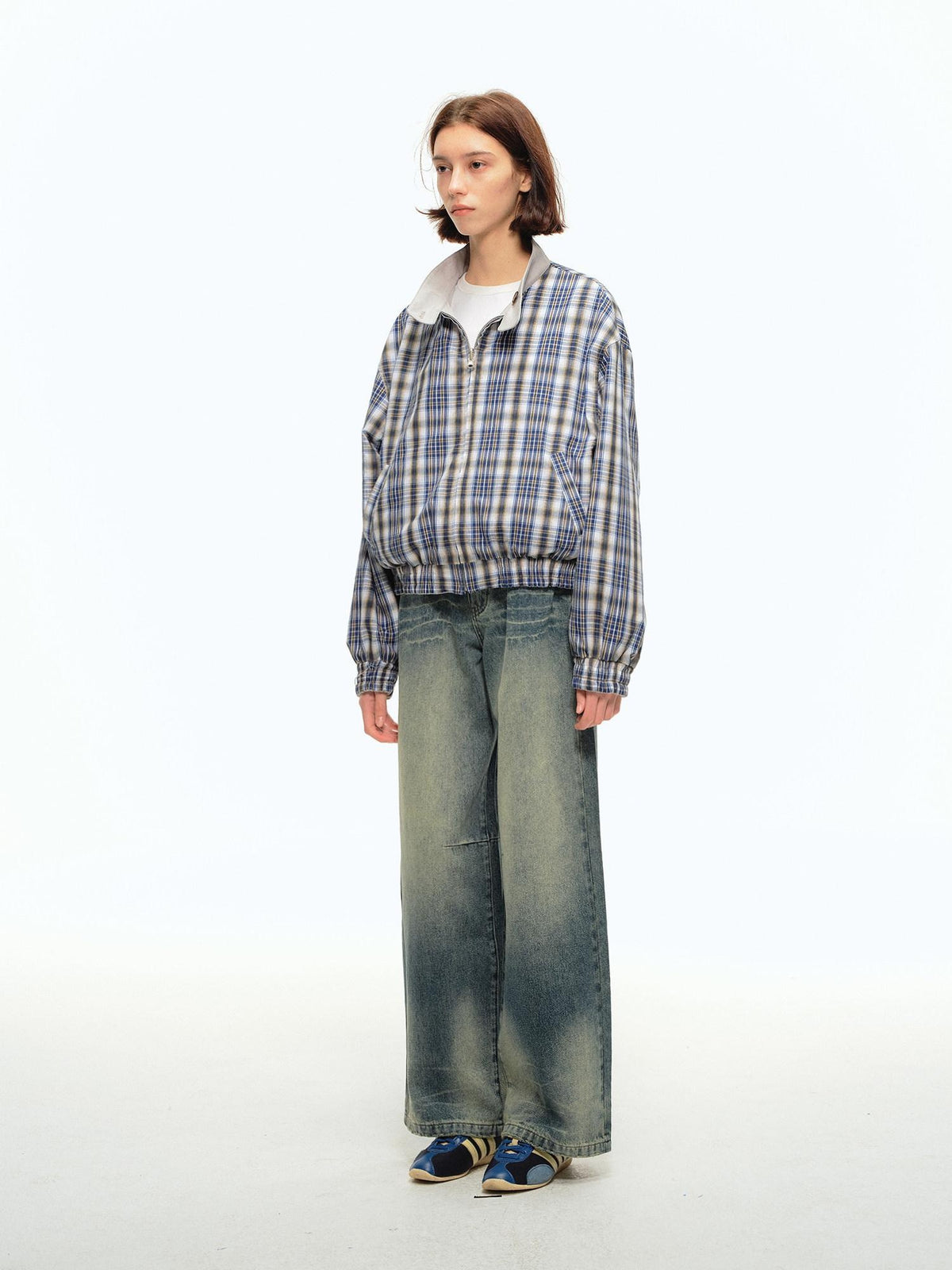 Country Moment Durable Pure Cotton Mid Rise Relaxed Wide Light Wash Casual Straight Leg Jeans