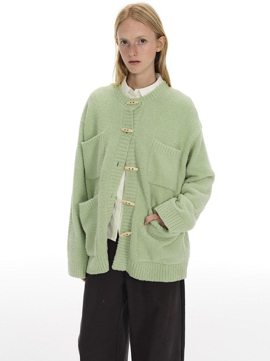 Country Moment Soft Warm Button Vintage Loose Fit Women Commuter Polyester Cardigans