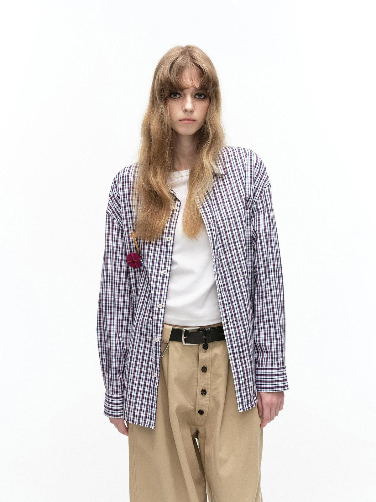 Country Moment Loose Cotton Plaid Button Front Turn Down Collar Unisex Long Sleeve Shirts