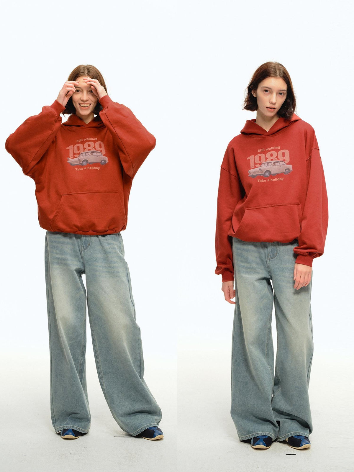 Country Moment Soft Cotton Blend Loose Fit Pullover Teen Casual Graphic Orange Red Hoodie