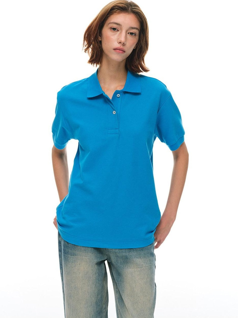 Country Moment Pure Cotton Breathable Loose Fit Polo Collar Women Short Sleeve T-Shirts