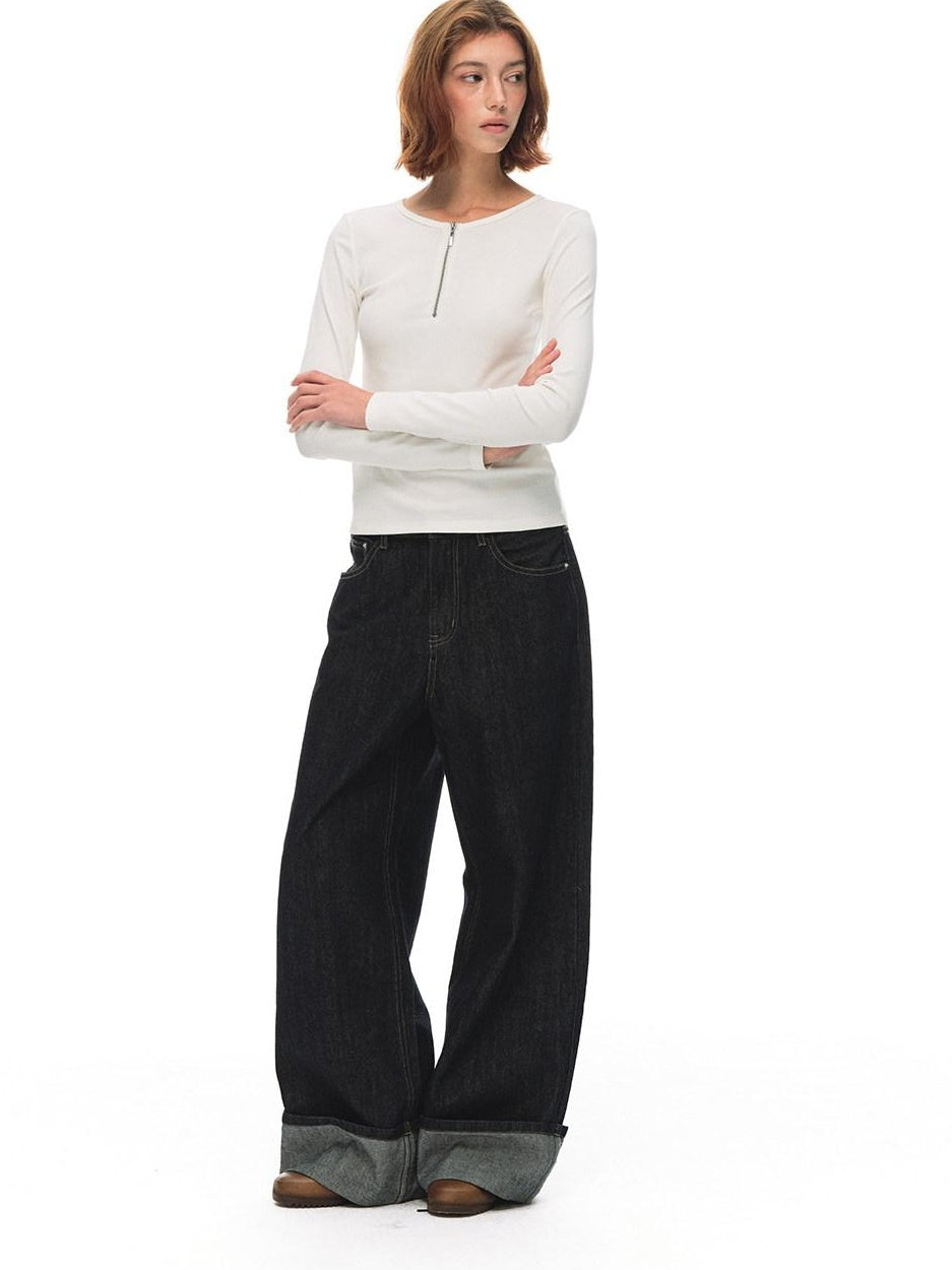Country Moment Breathable Cotton Mid Rise Washed Loose Women Everyday Straight Leg Jeans