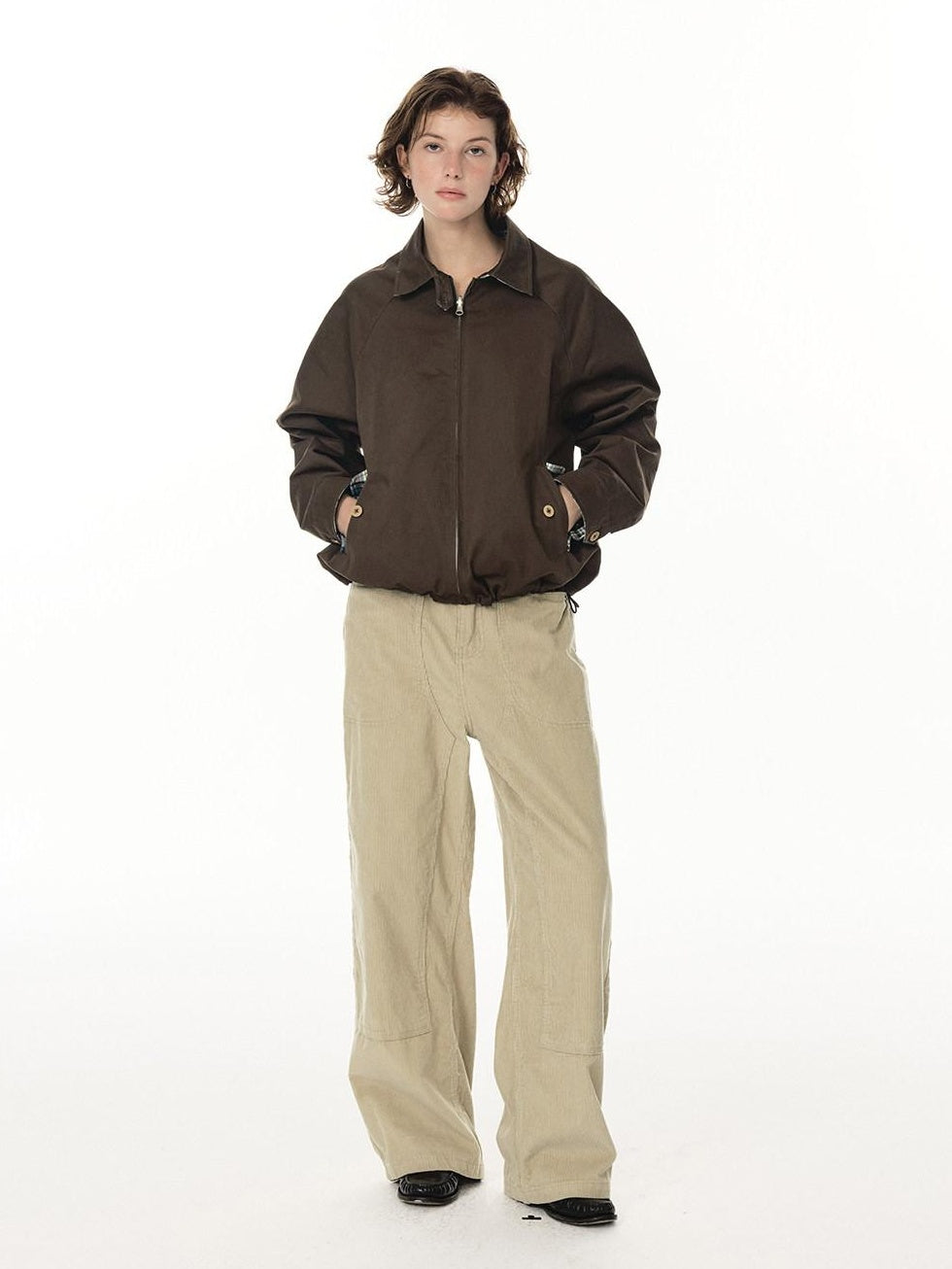 Country Moment Reversible Cotton Relaxed Raglan Unisex Checked Zip Pockets Cropped Jackets