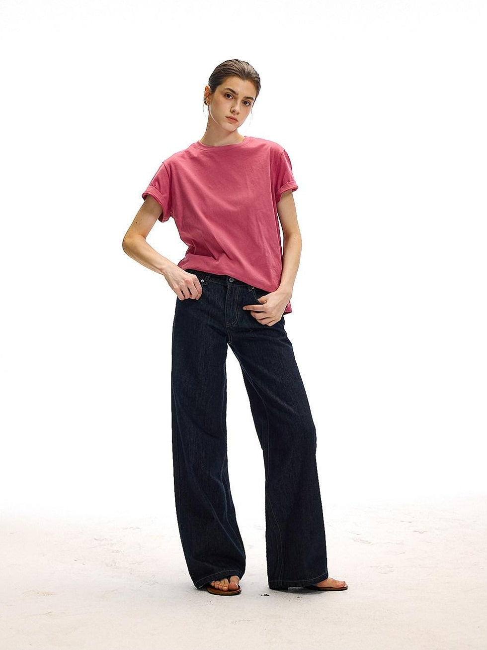 Country Moment High Rise Washed Relaxed Zip Fly Dark Navy Stretch Straight Leg Jeans