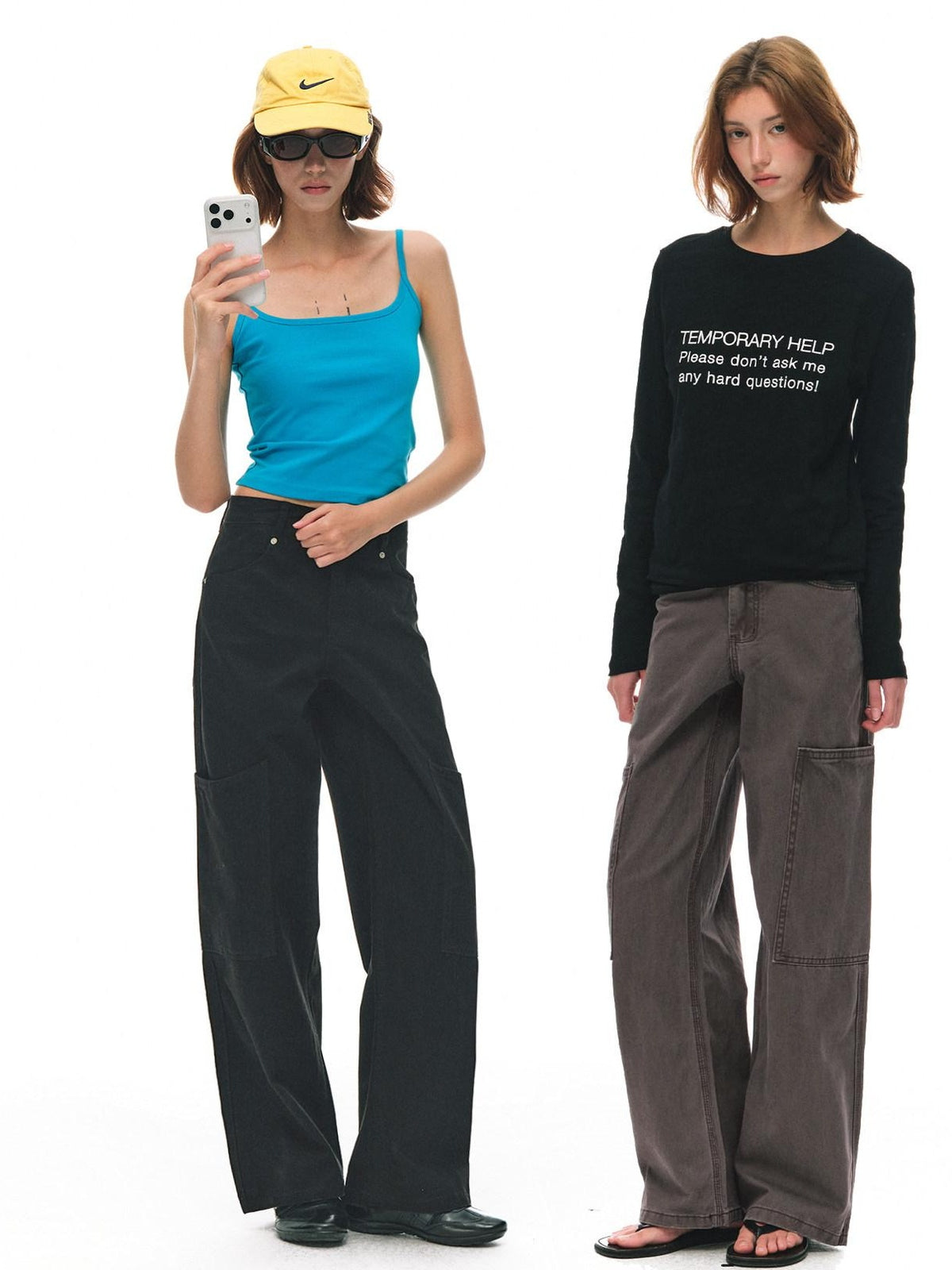 Country Moment 100% Cotton High Waist Breathable Loose Wide Leg Pockets Button Fly Cargo Pants