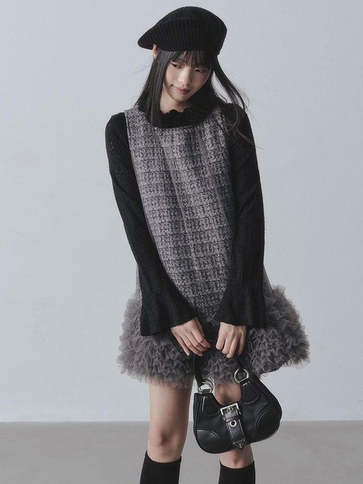 DDGIRL studio Ultra Soft Slim Lace Hollow Knit Pullover Gentle Bloom Daily Sweaters