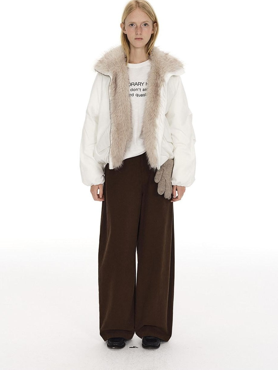Country Moment Breathable Washed Cotton Relaxed Vintage Workwear Brown Straight Pants