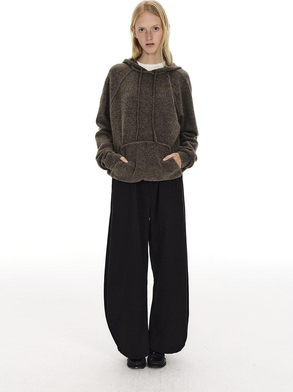 Country Moment Breathable Pleated Mid Rise Black Polyester Zipper Fly Wide Leg Pants