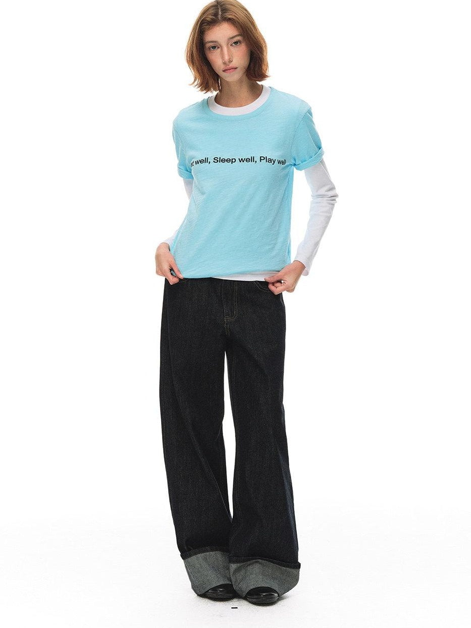 Country Moment Breathable Bamboo Slub Cotton Loose Fit Letter Print Women Short Sleeve T-Shirts