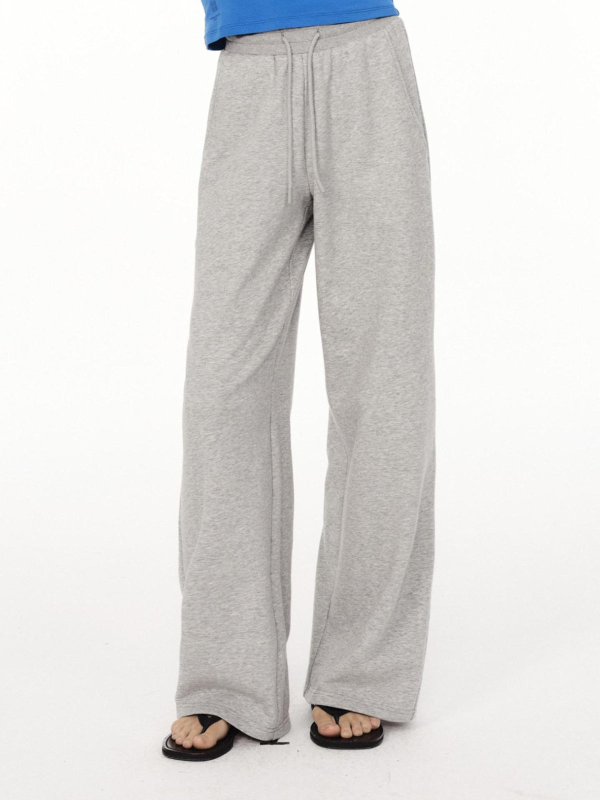 Country Moment High Waist Breathable Cotton Loose Straight Leg Casual Black Grey Straight Pants