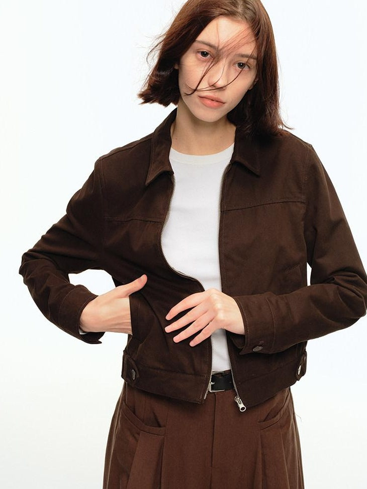 Country Moment 100 Percent Cotton Slim Fit Youthful Unisex Zip Collar Short Cropped Jackets