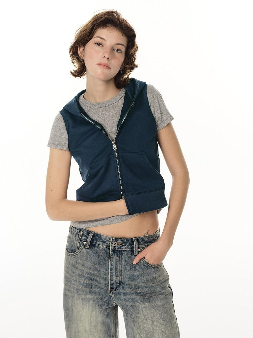 Country Moment Organic Cotton Regular Fit Hooded Zip Short Length Male Breathable Casual Vests