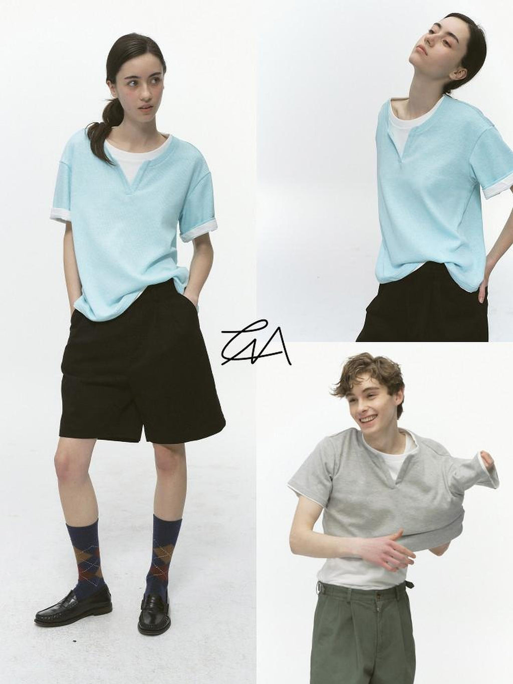 Country Moment Breathable Casual Loose Fit Unisex Solid Blue Round Neck Short Sleeve T-Shirts