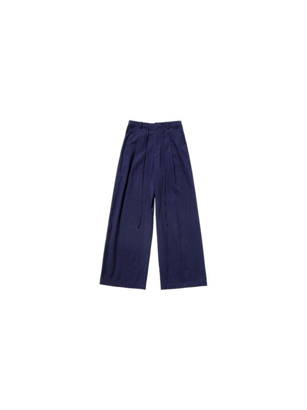 Country Moment Cotton Linen Minimal Belted Natural Waist Navy Office Wide Leg Pants