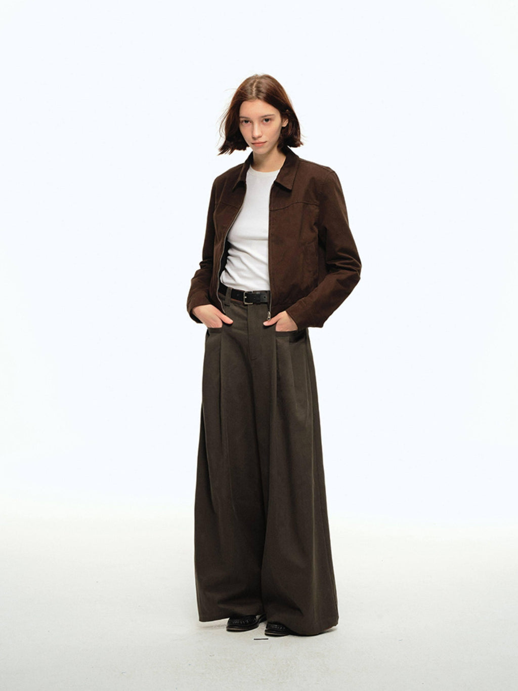 Country Moment Lyocell Cotton Blend Extra Wide Flared Youth Casual Brown Wide Leg Pants