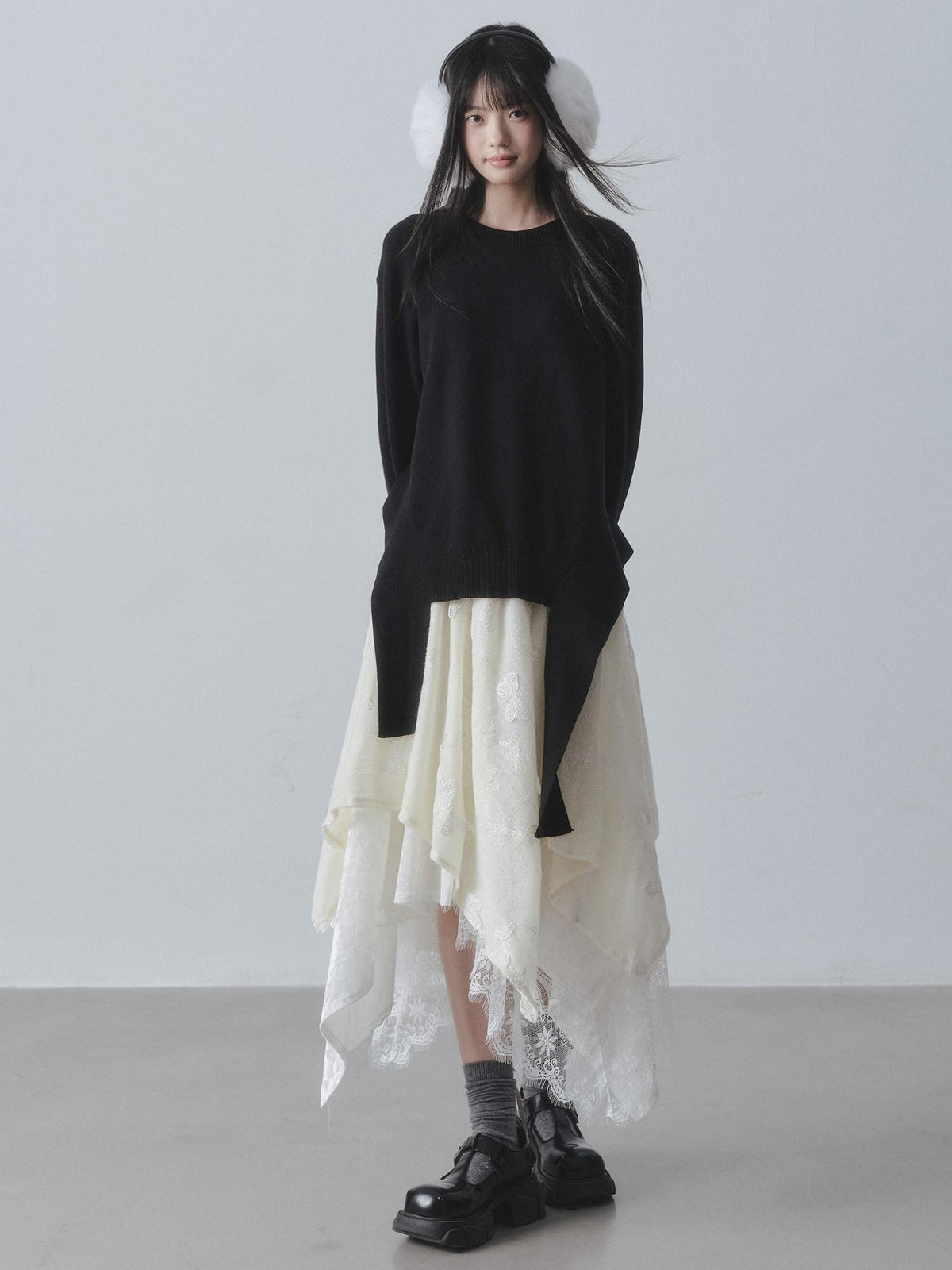 DDGIRL studio Skin Friendly Breathable Lined High Waist Asymmetrical A Line Women Midi Skirts