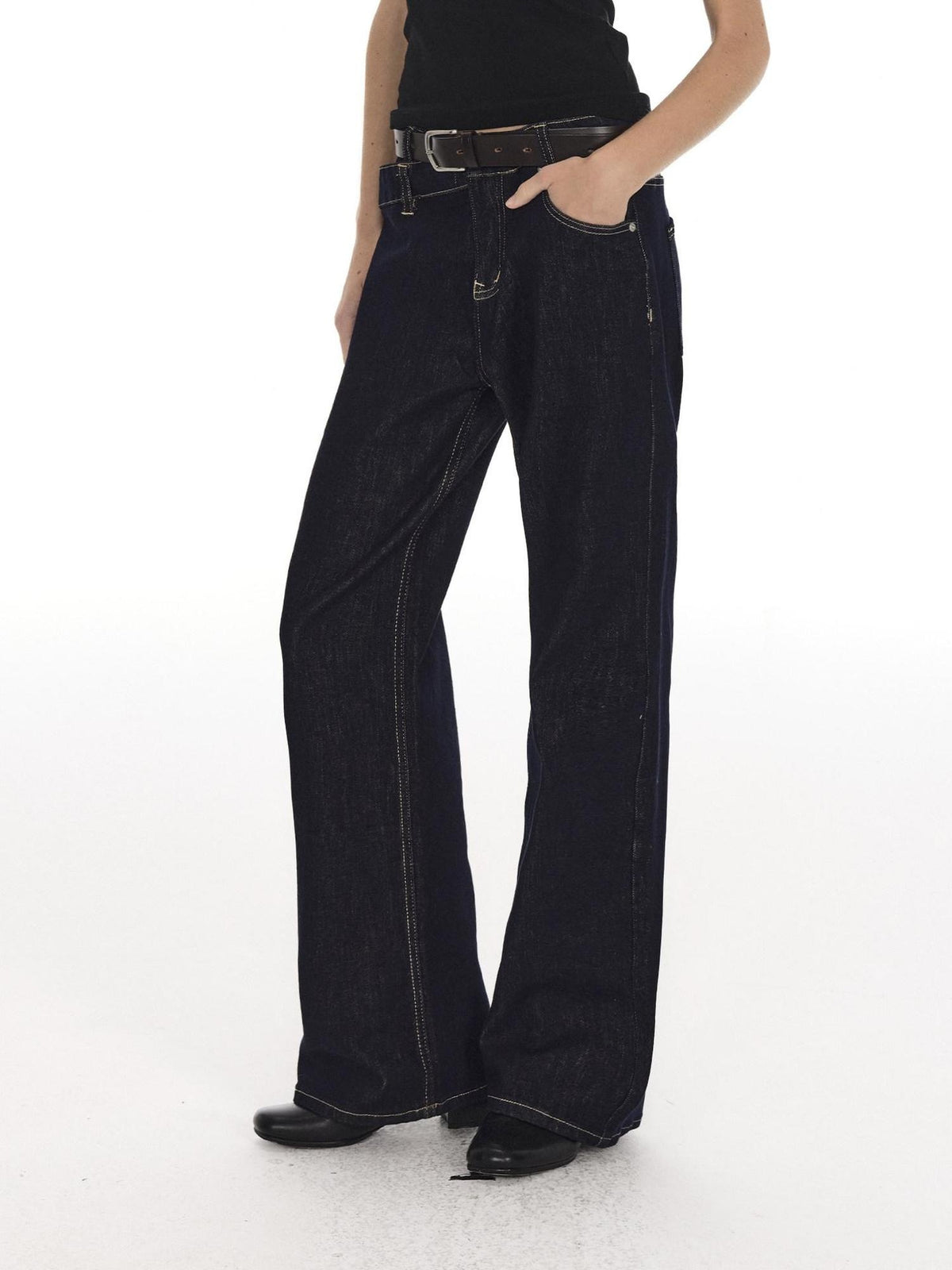Country Moment Breathable Cotton Mid Rise Washed Casual Women Wide Leg Jeans