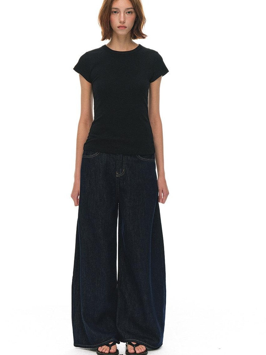 Country Moment High Waist Breathable Cotton Loose Youthful Denim No Stretch Wide Leg Jeans