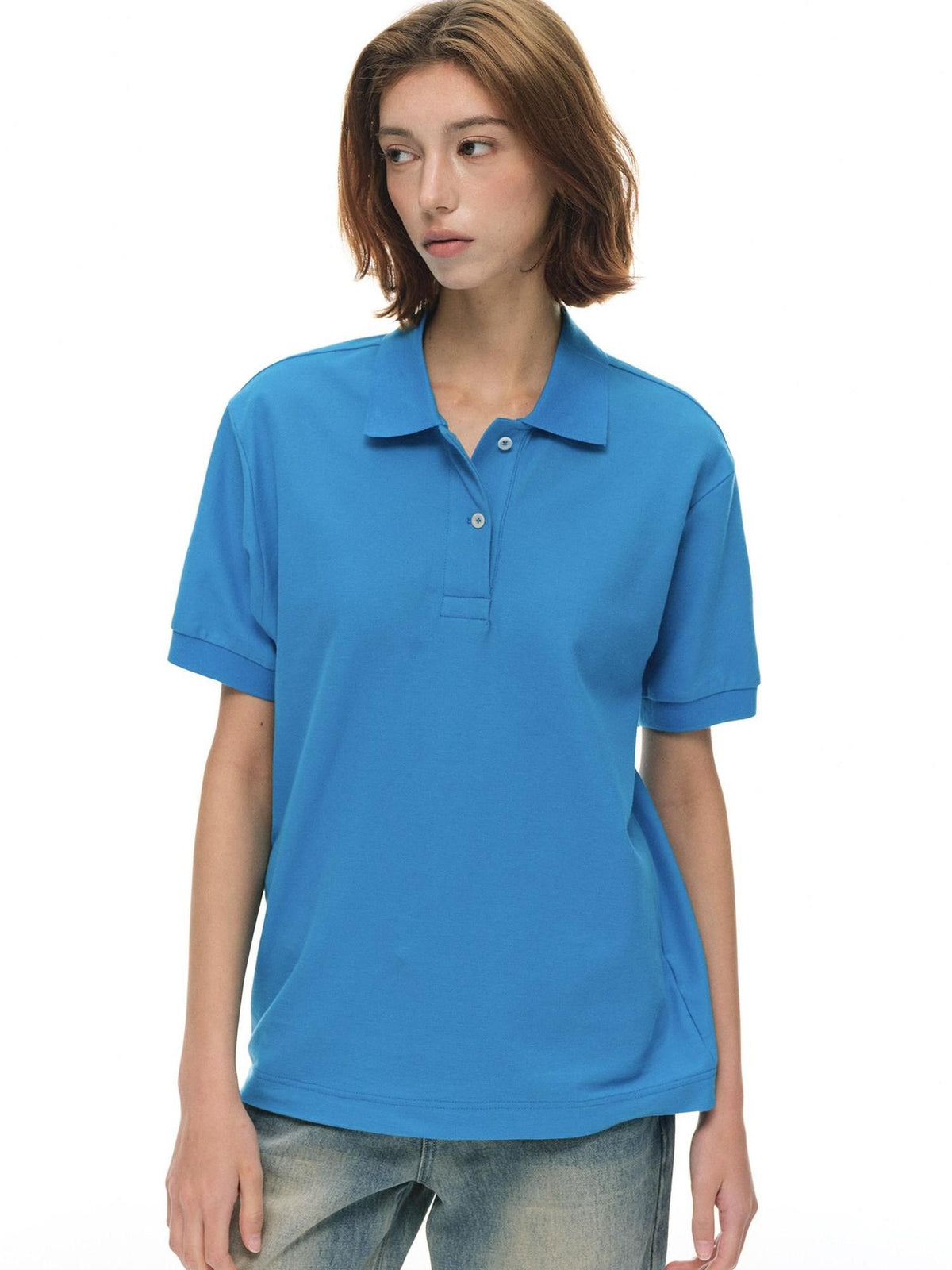 Country Moment Pure Cotton Breathable Loose Fit Polo Collar Women Short Sleeve T-Shirts