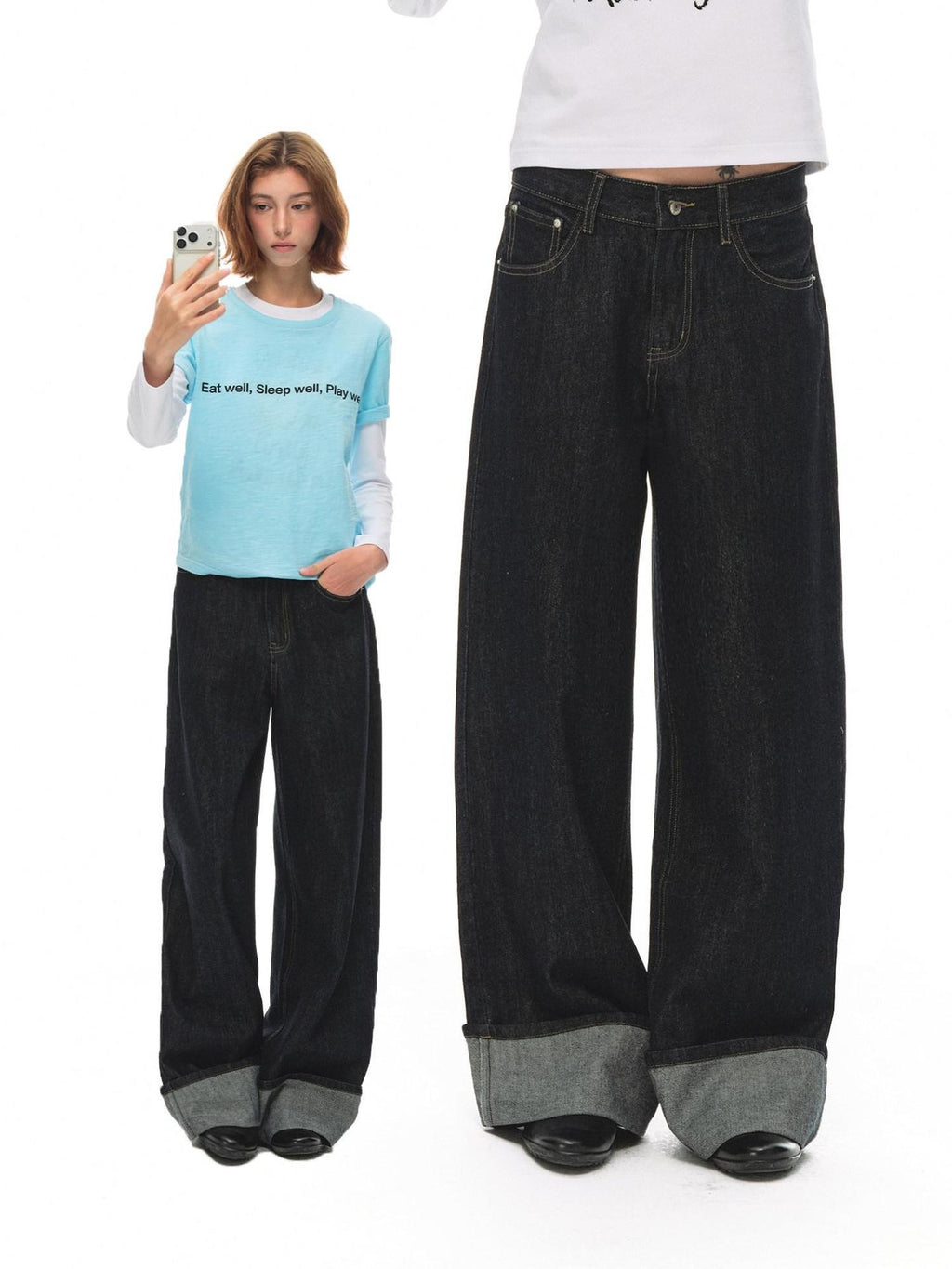 Country Moment Breathable Cotton Mid Rise Washed Loose Women Everyday Straight Leg Jeans