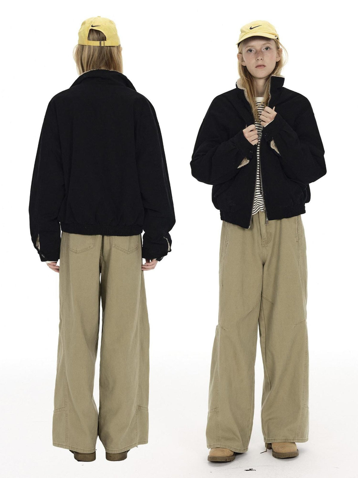 Country Moment Fleece Lined Stand Collar Unisex 100 Percent Cotton Black Cropped Jackets