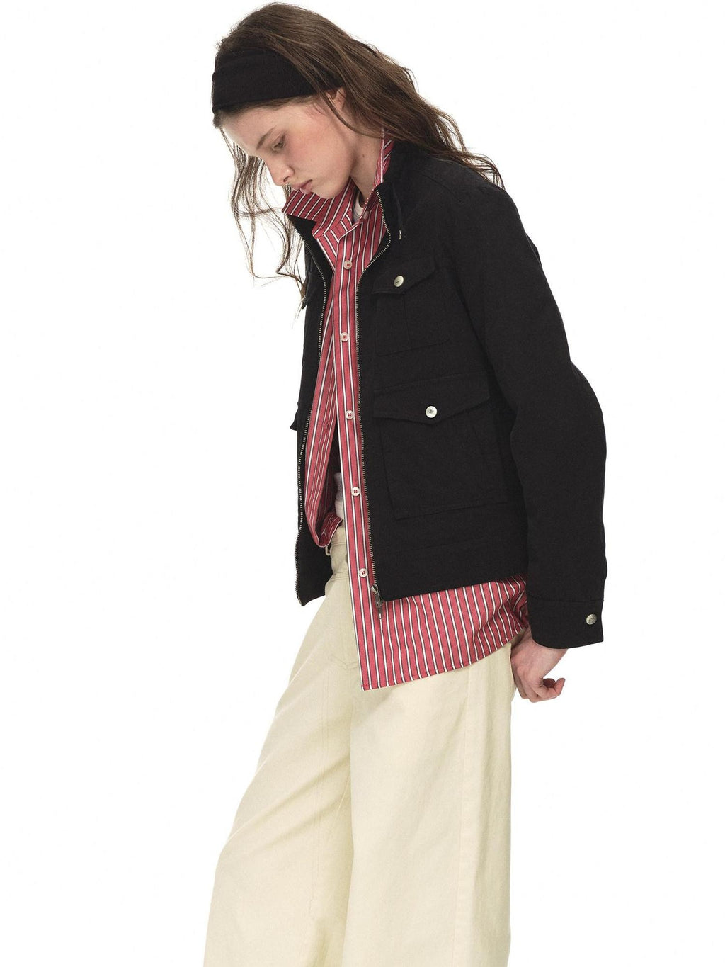 Country Moment 100% Cotton Distressed Multi Pocket Unisex Black Zip Front Cropped Jackets
