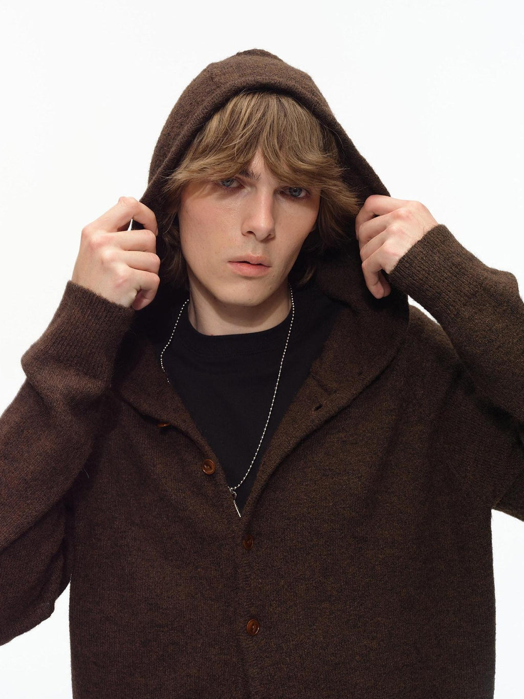 Country Moment Soft Button Closure Hooded Loose Fit Unisex Polyester Blend Cardigans