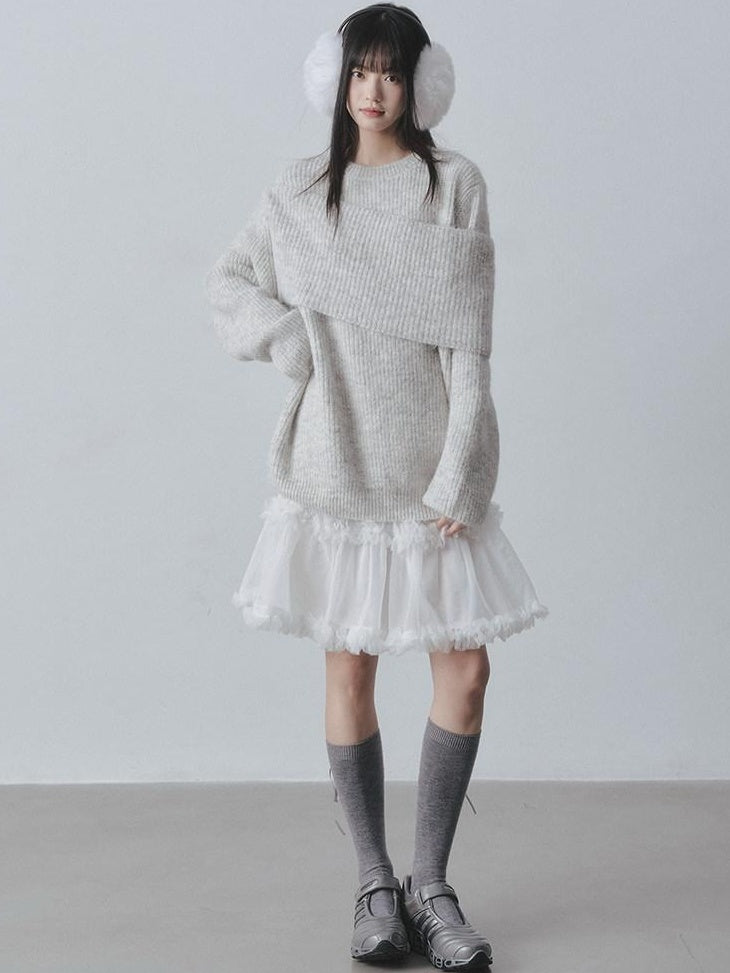 DDGIRL studio Breathable Lined High Waist A Line Pleated Ruffle Commuter White Mini Skirts