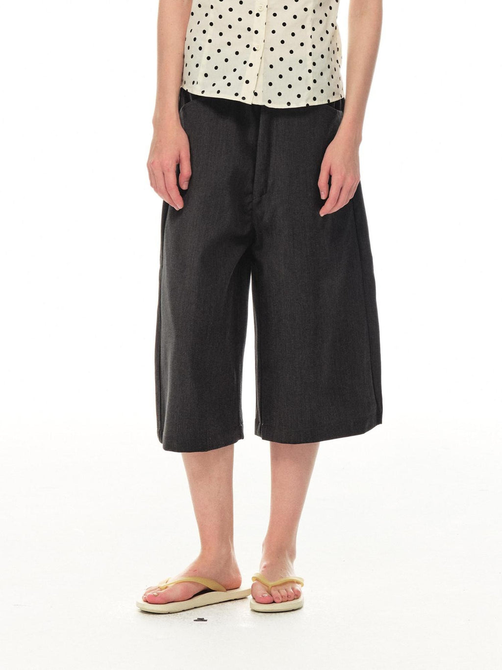 Country Moment Wrinkle Resistant Loose Mid Waist Casual Polyester Rayon Mid-Length Shorts