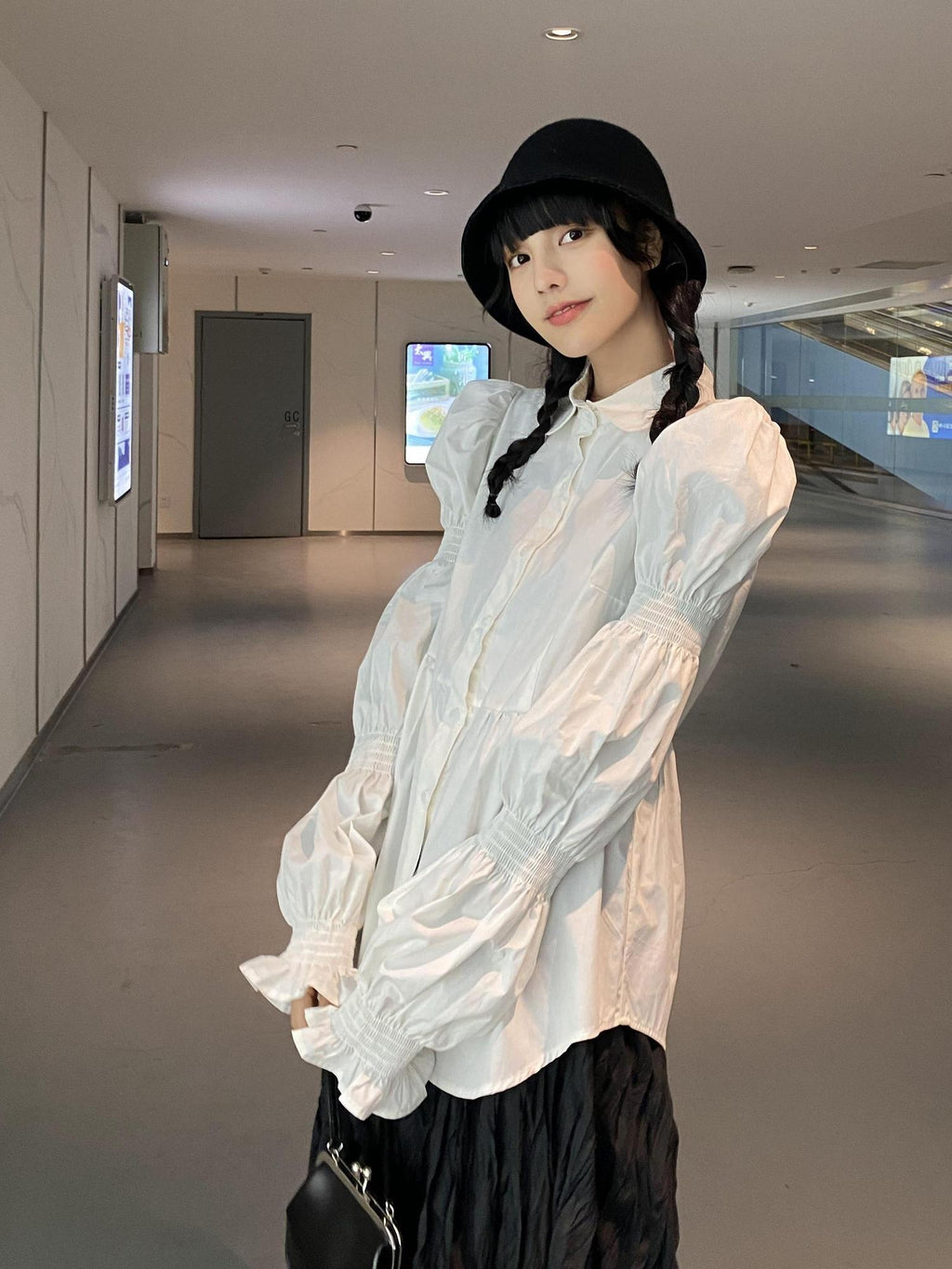 DDGIRL studio Shape Retaining Office Straight Fit Polo Collar Button Long Sleeve Women Blouses