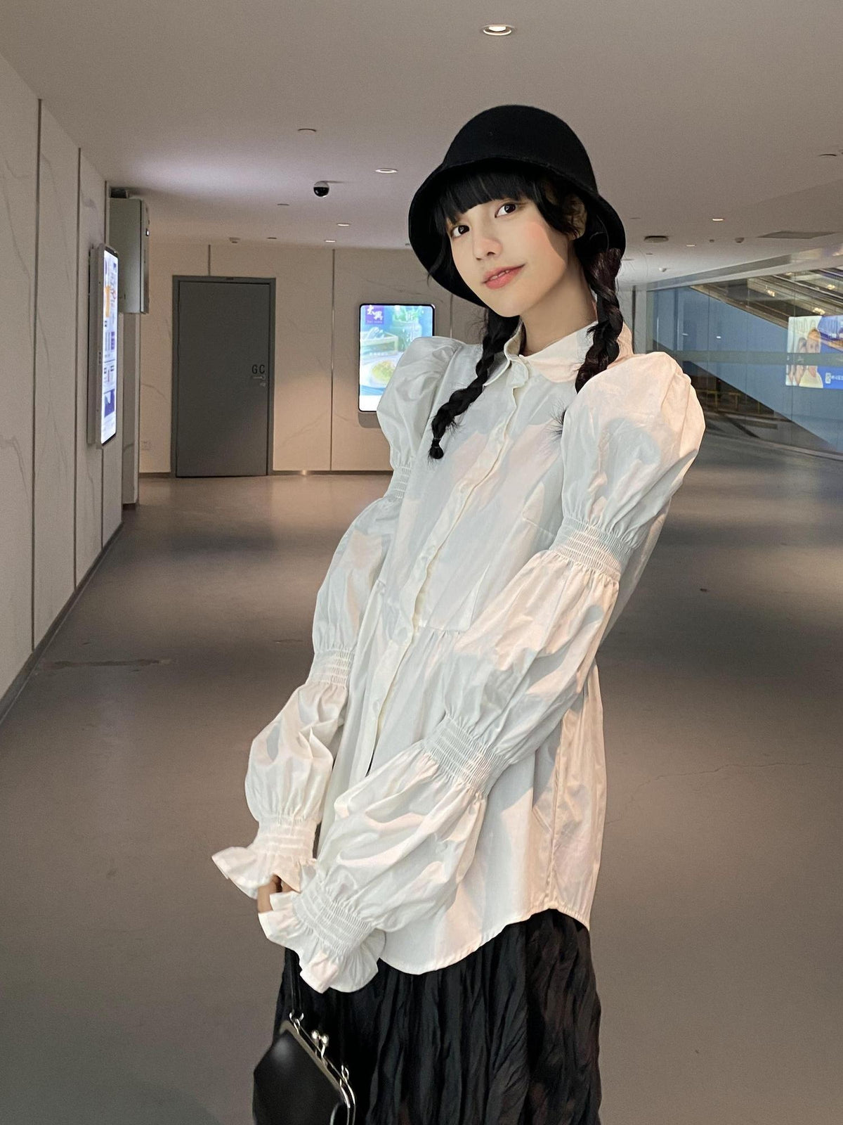DDGIRL studio Shape Retaining Office Straight Fit Polo Collar Button Long Sleeve Women Blouses