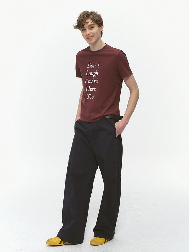 Country Moment 100% Cotton Relaxed Printed Crewneck Wine Red Graphic Short Sleeve T-Shirts